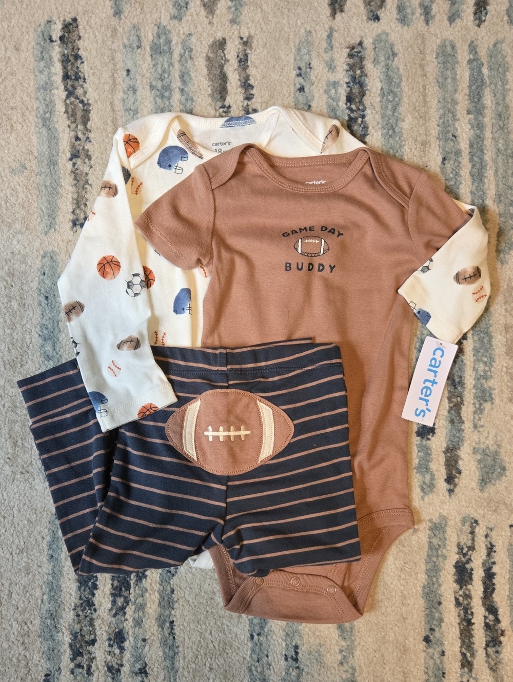 Carter's Brown & Navy Game Day Buddy Football Three-Piece Set